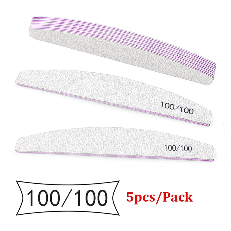 Professional Nail Files 5Pcs – Mixed Grit Buffer Set for Manicure & Cuticle Removal