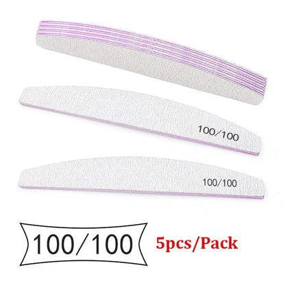 Professional Nail Files 5Pcs – Mixed Grit Buffer Set for Manicure & Cuticle Removal