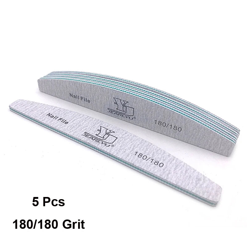 Professional Nail Files 5Pcs – Mixed Grit Buffer Set for Manicure & Cuticle Removal