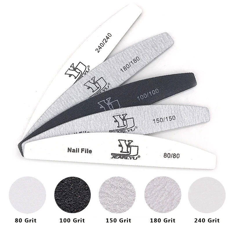 Professional Nail Files 5Pcs – Mixed Grit Buffer Set for Manicure & Cuticle Removal