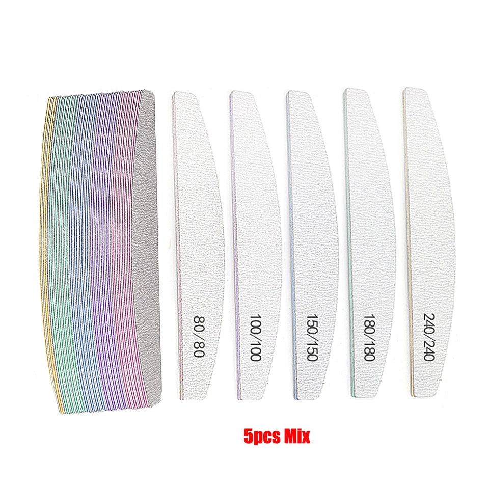 Professional Nail Files 5Pcs – Mixed Grit Buffer Set for Manicure & Cuticle Removal