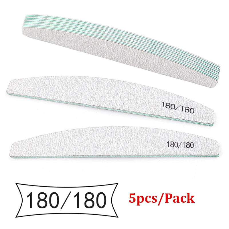 Professional Nail Files 5Pcs – Mixed Grit Buffer Set for Manicure & Cuticle Removal