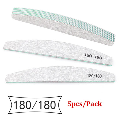 Professional Nail Files 5Pcs – Mixed Grit Buffer Set for Manicure & Cuticle Removal