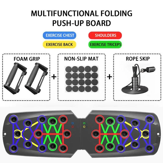 Ultimate Adjustable Folding Push-Up Board for Total Core Muscle Workout - Target Chest, Abs, and Back!