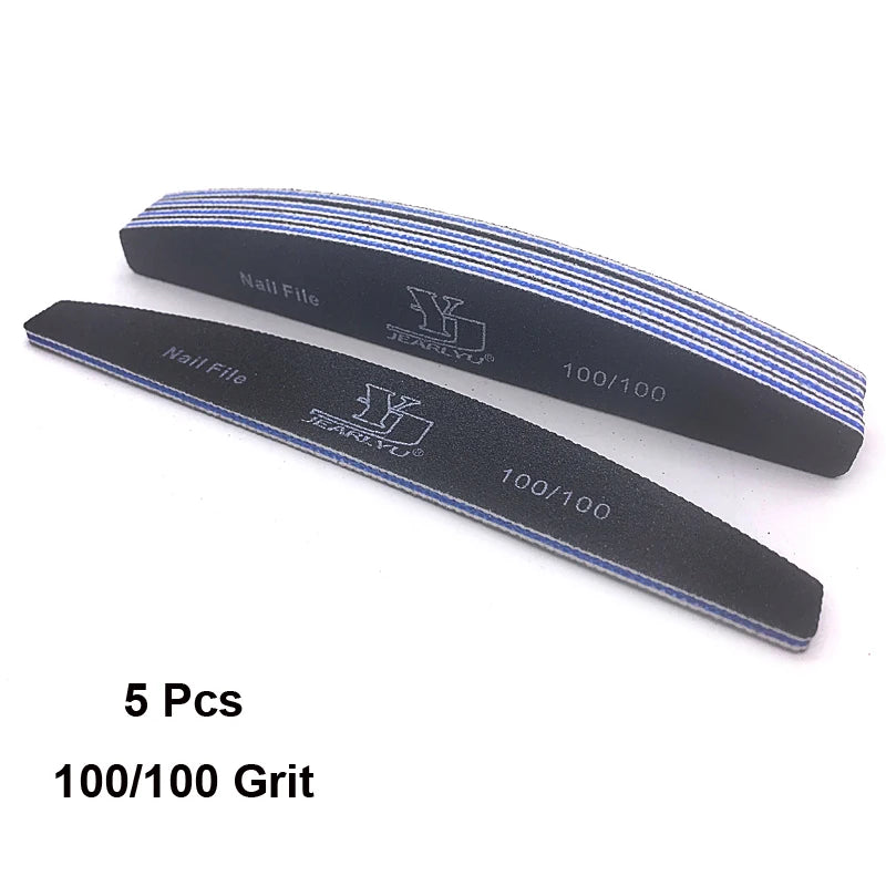 Professional Nail Files 5Pcs – Mixed Grit Buffer Set for Manicure & Cuticle Removal