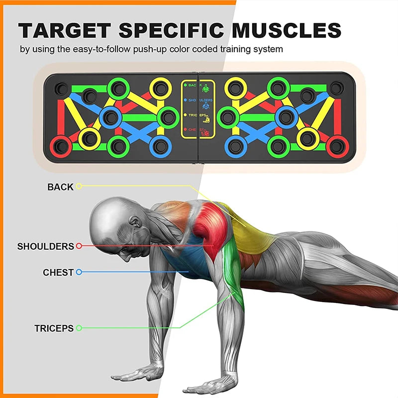 Ultimate Adjustable Folding Push-Up Board for Total Core Muscle Workout - Target Chest, Abs, and Back!