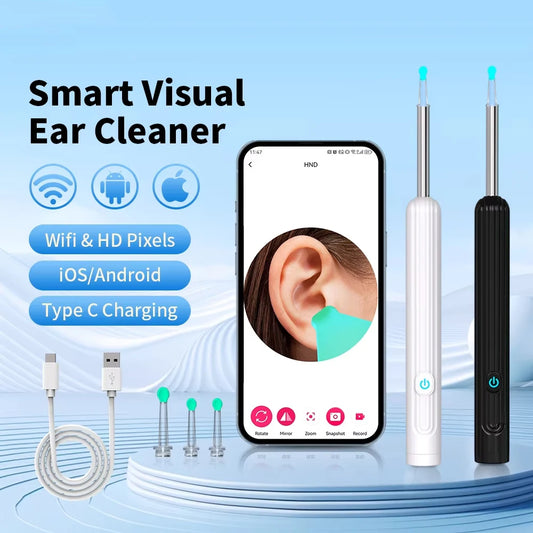 Smart Visual Ear Cleaner with Camera – 1296P Ear Wax Removal Tool with LED Lights & WiFi