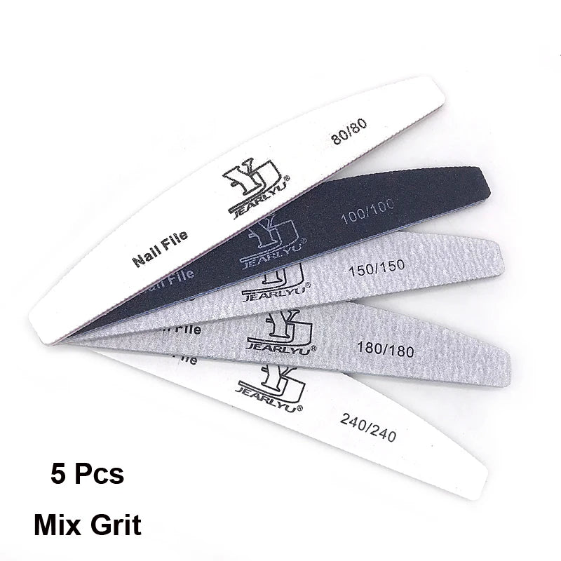 Professional Nail Files 5Pcs – Mixed Grit Buffer Set for Manicure & Cuticle Removal