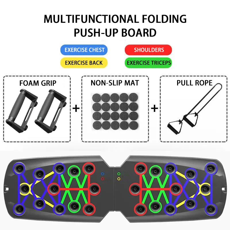 Ultimate Adjustable Folding Push-Up Board for Total Core Muscle Workout - Target Chest, Abs, and Back!